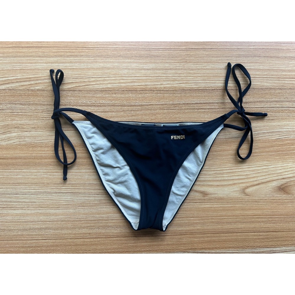 Fendi Black Side Tie Bikini Bottoms Size Large NWOT!